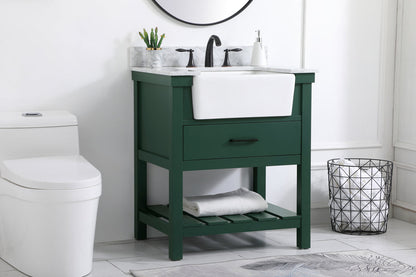 30 inch Single bathroom vanity in green with backsplash