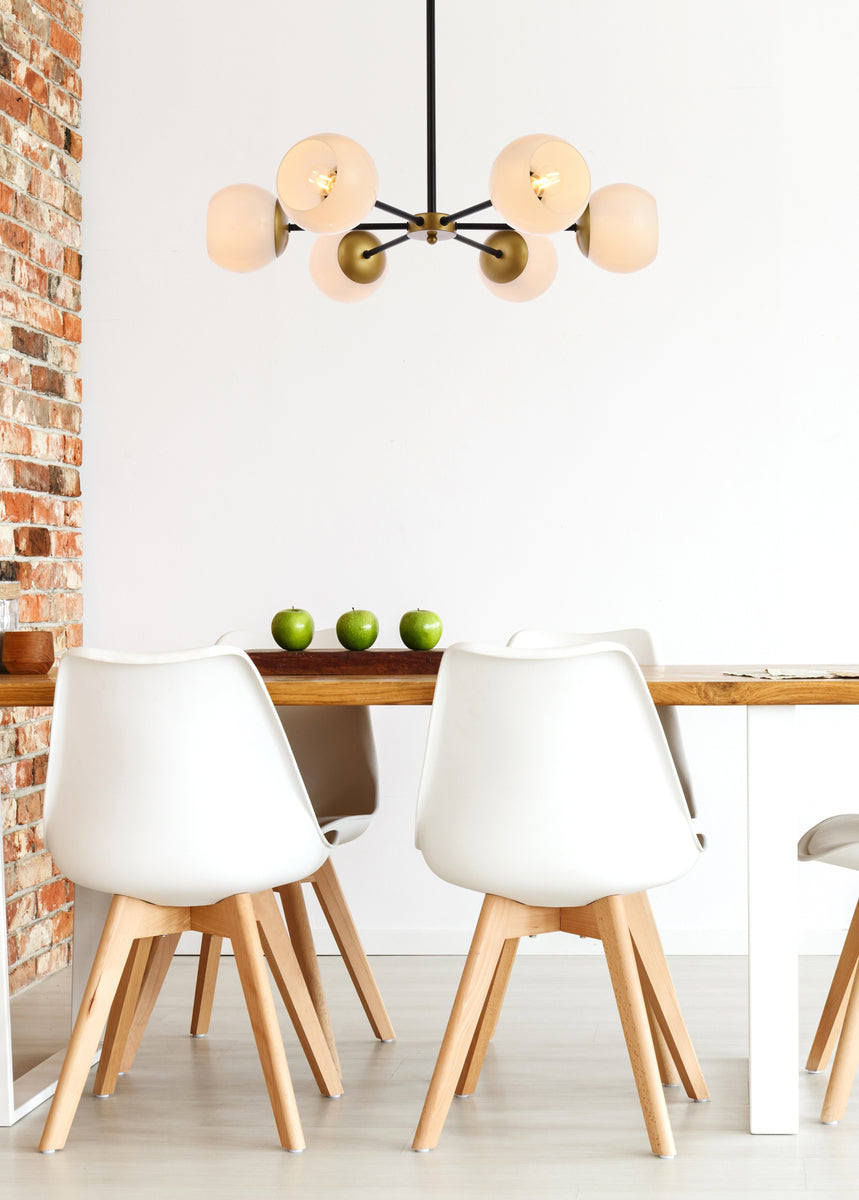 Briggs 30 inch pendant in black and brass with white shade