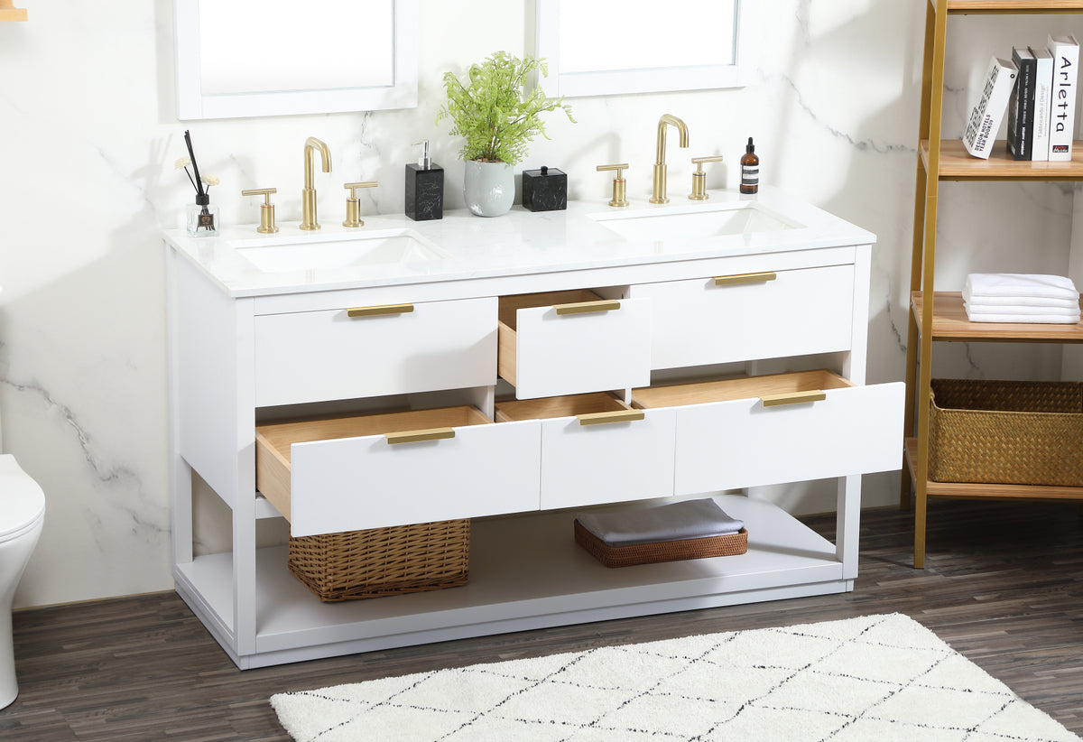 60 inch Single bathroom vanity in white
