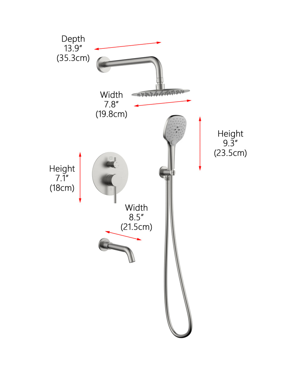 George Complete Shower and Tub Faucet with Rough-in Valve in Brushed Nickel