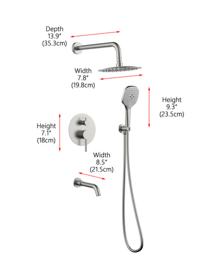 George Complete Shower and Tub Faucet with Rough-in Valve in Brushed Nickel