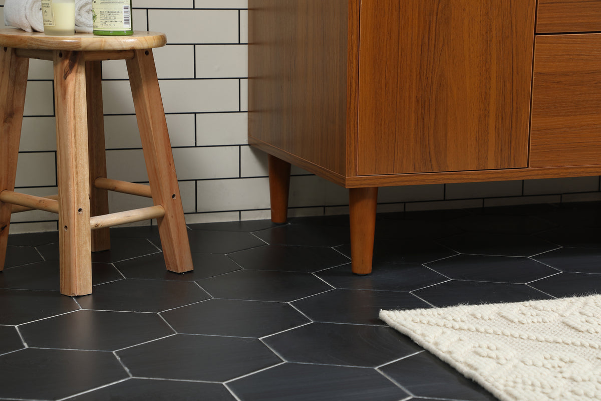 36 inch bathroom vanity in Teak with backsplash