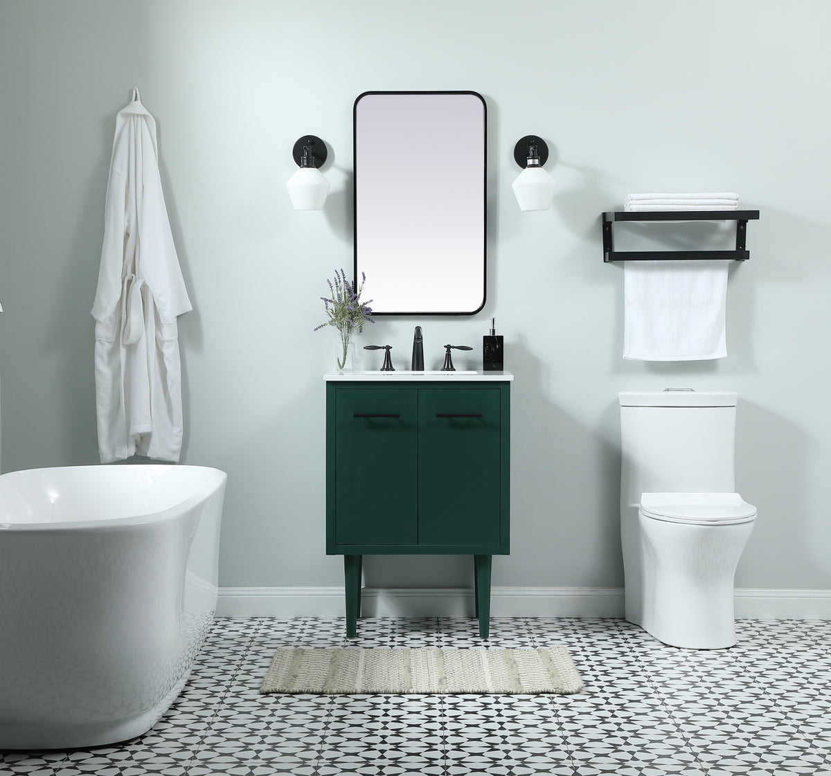 24 inch Single bathroom vanity in green