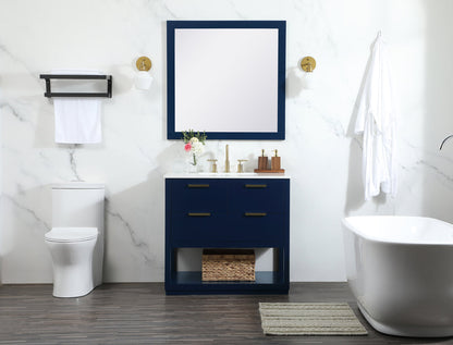 36 inch Single bathroom vanity in blue