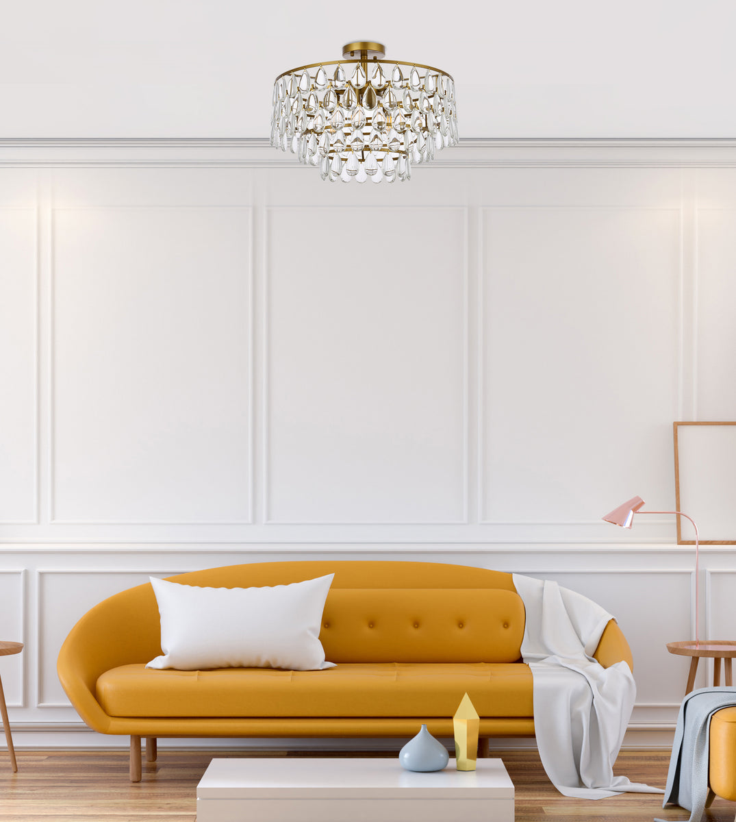 Mila 20 inch flush mount in brass