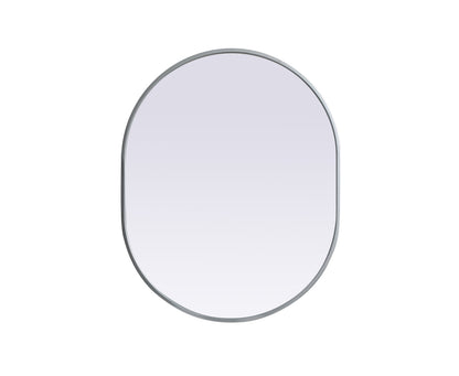 Metal Frame Oval Mirror 24x30 Inch in Silver