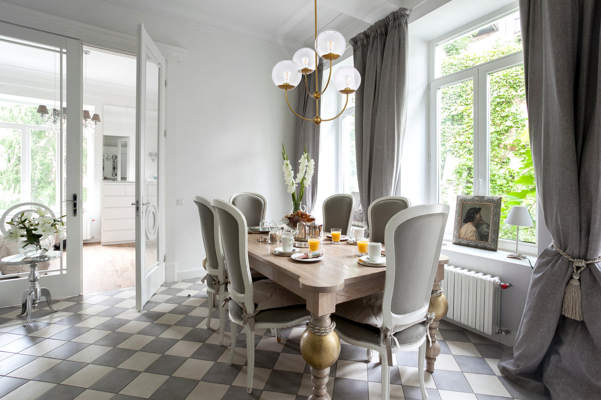 Lennon 31.5 inch pendant in brass with clear shade