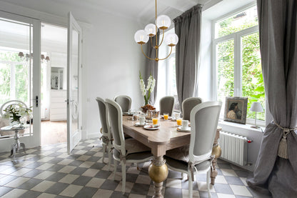 Lennon 31.5 inch pendant in brass with clear shade