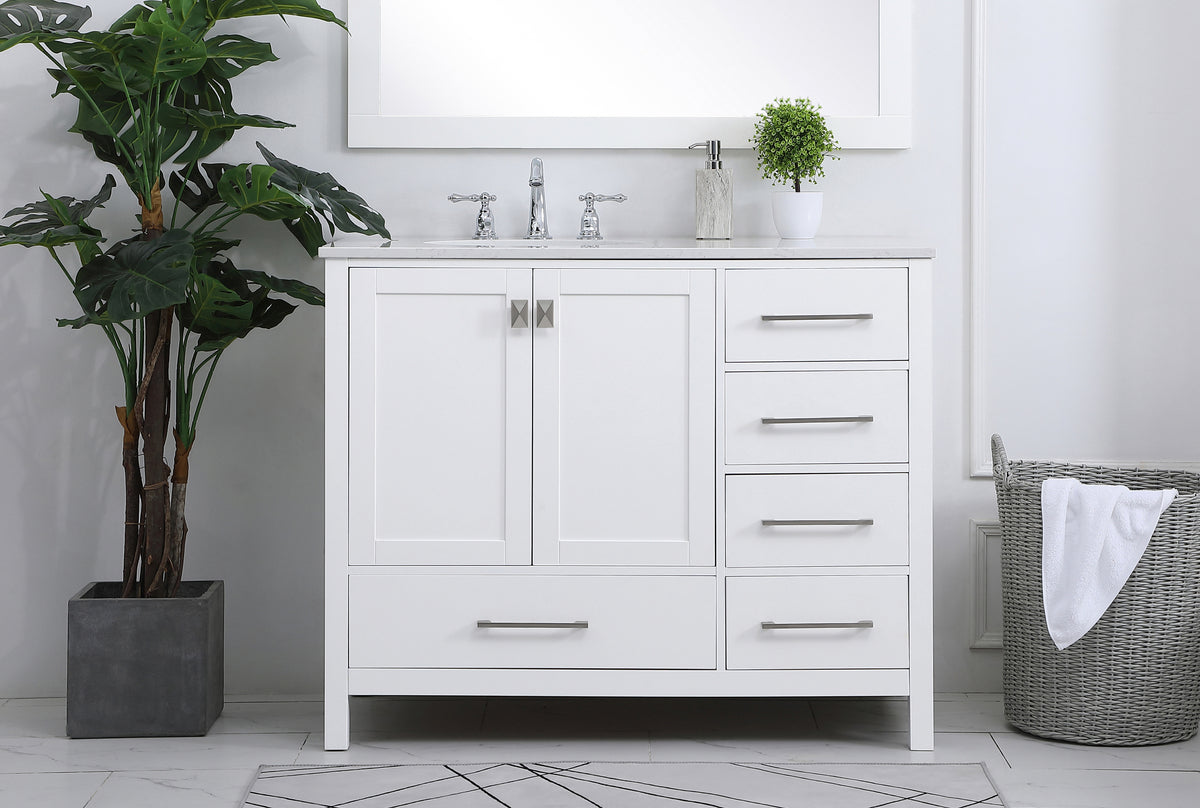42 inch Single Bathroom Vanity in White