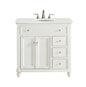 36 inch Single Bathroom vanity in Antique White with ivory white engineered marble