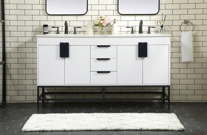 60 inch double bathroom vanity in white