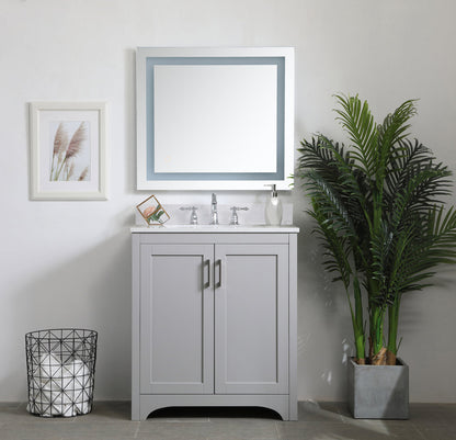 30 inch Single Bathroom Vanity in Grey with Backsplash
