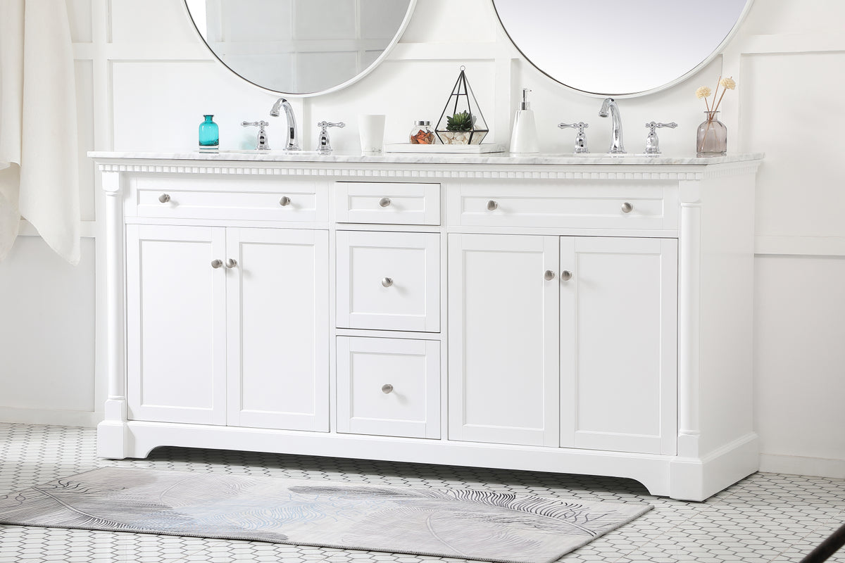 72 inch double bathroom vanity in White
