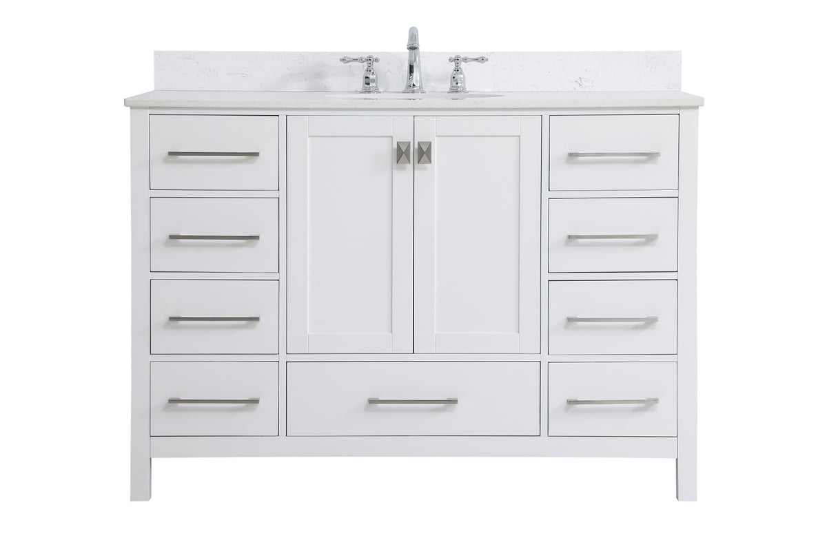 48 inch Single Bathroom Vanity in White with Backsplash