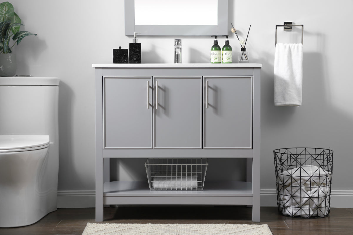 36 Inch SIngle Bathroom Vanity In Grey