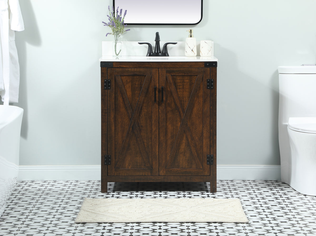 30 inch Single bathroom vanity in expresso with backsplash