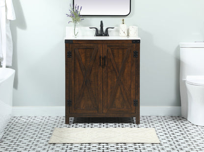 30 inch Single bathroom vanity in expresso with backsplash