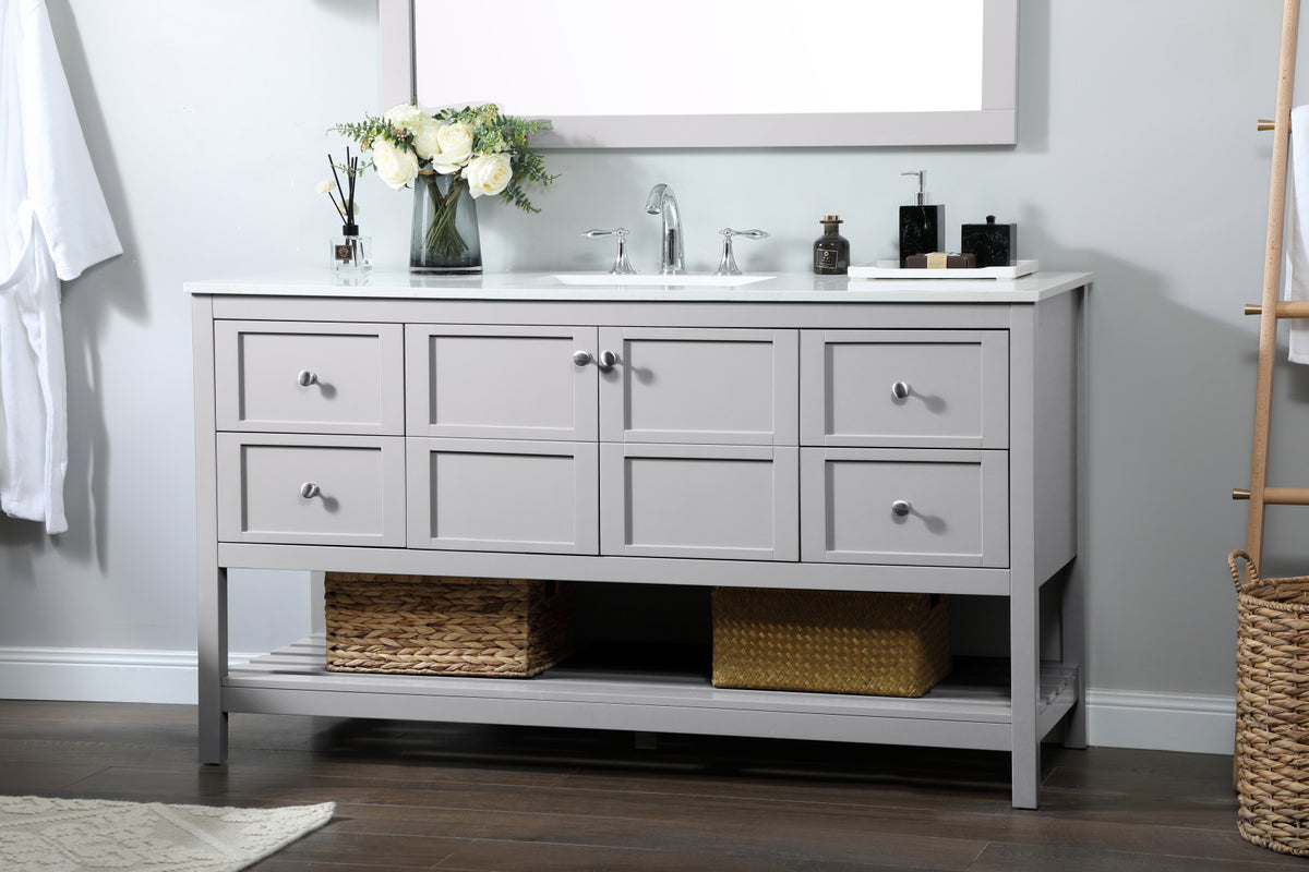60 inch Single bathroom vanity in grey
