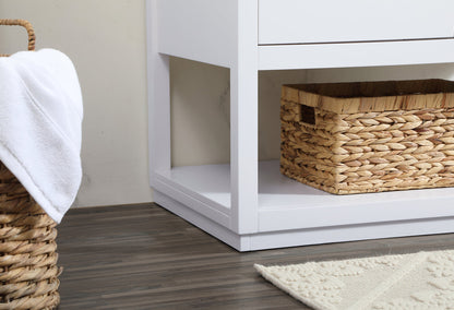 36 inch Single bathroom vanity in white with backsplash