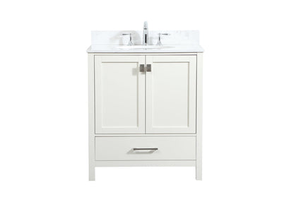 30 inch Single bathroom vanity in white with backsplash