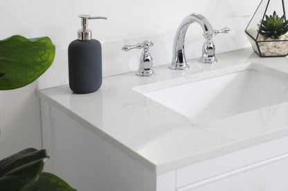 30 inch Single Bathroom Vanity in White with Backsplash