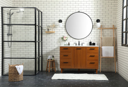 48 inch bathroom vanity in Teak with backsplash