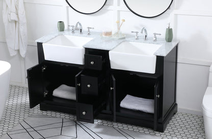 60 inch double bathroom vanity in black