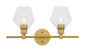 Gene 2 light Brass and Clear glass Wall sconce