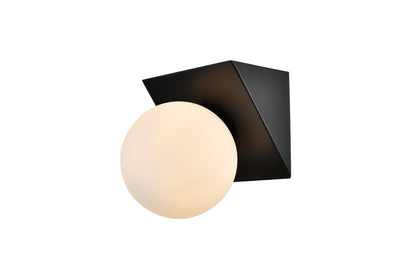 Jillian 1 light Black and frosted white Bath Sconce