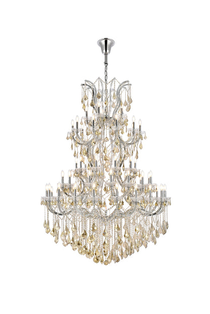 Maria Theresa 61 light Chrome Chandelier Golden Teak (Smoky) Royal Cut Crystal