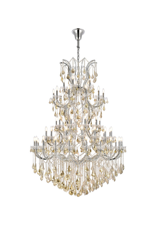 Maria Theresa 61 light Chrome Chandelier Golden Teak (Smoky) Royal Cut Crystal