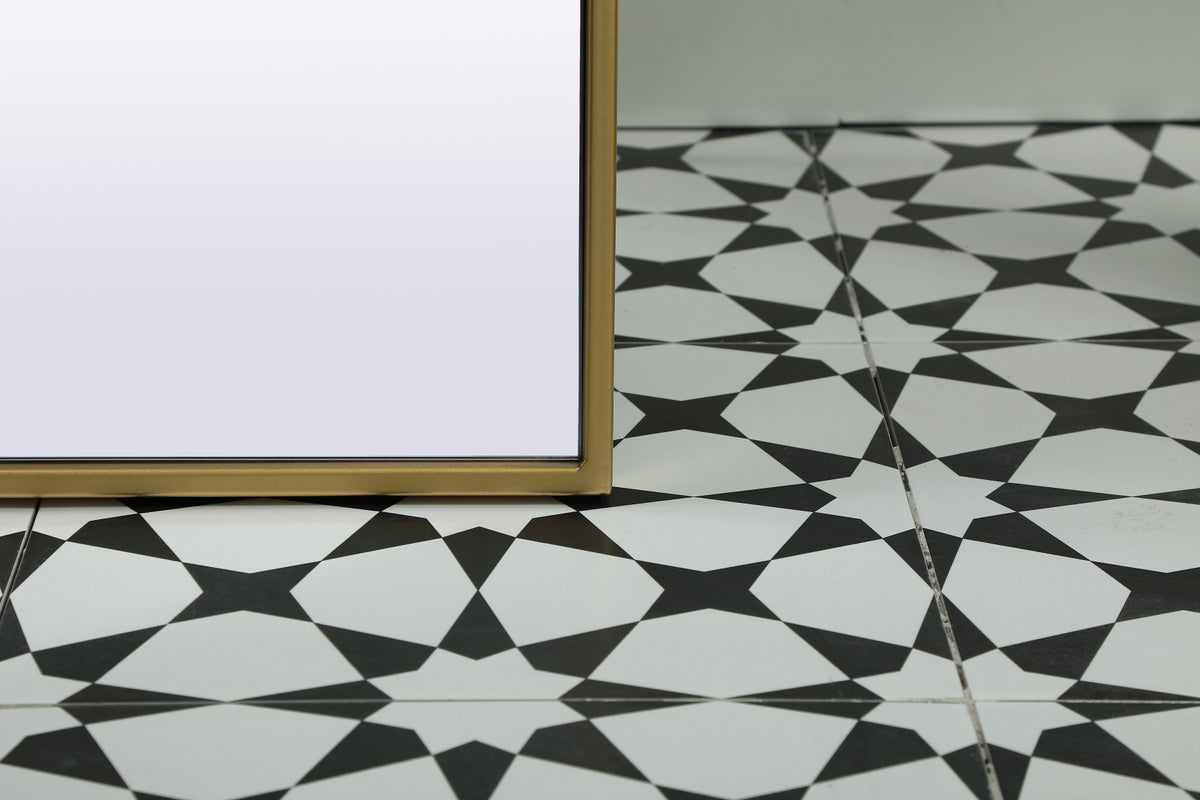 Metal Frame Arch Full Length Mirror 32x76 Inch in Brass