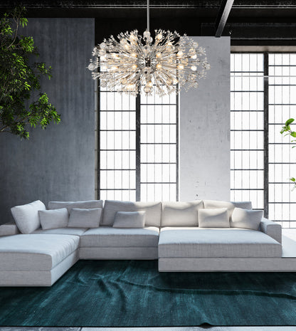 Vera 42 inch crystal starburst oval pendant in chrome