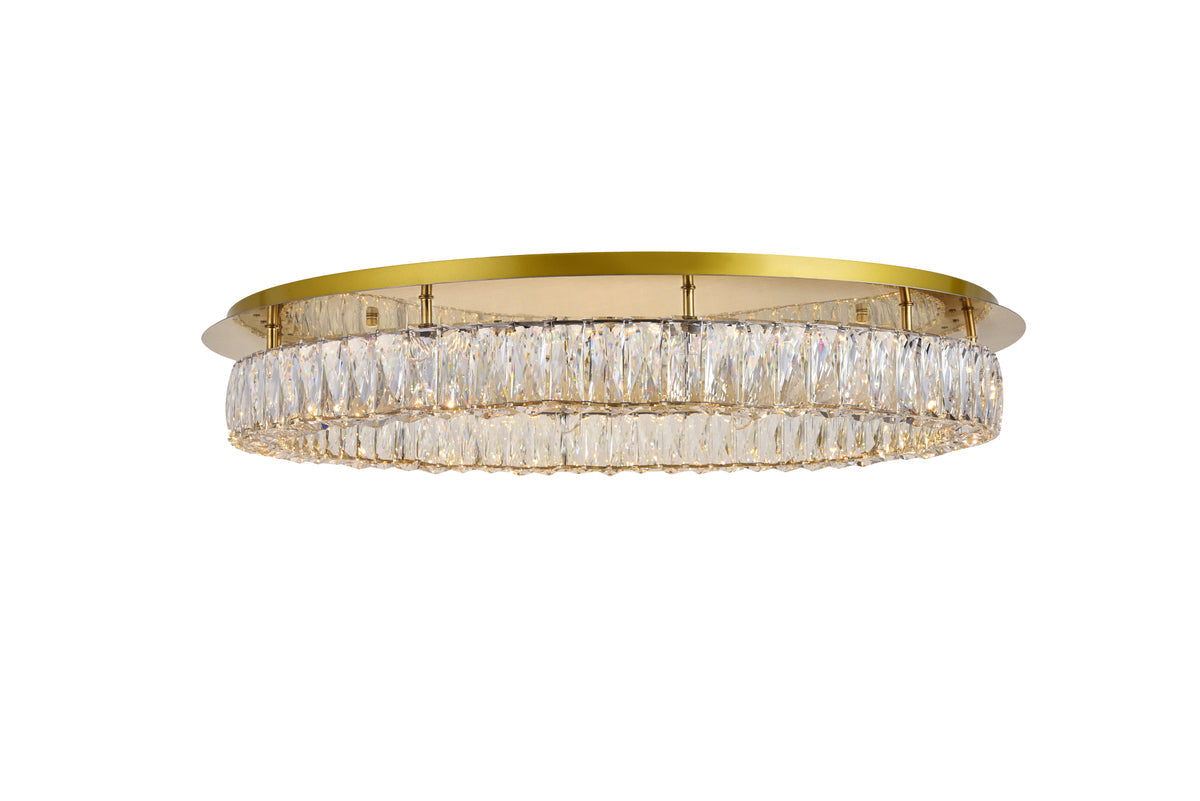 Monroe LED light Gold Flush Mount Clear Royal Cut Crystal