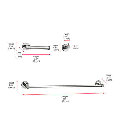 Freya 3-Piece Bathroom Hardware Set in Chrome