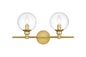 Jaelynn 2 light Brass and Clear Bath Sconce