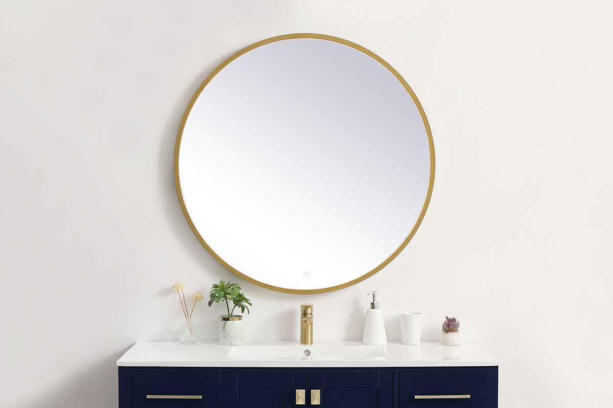 Pier 36 inch LED mirror with adjustable color temperature 3000K/4200K/6400K in brass