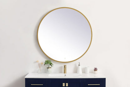 Pier 36 inch LED mirror with adjustable color temperature 3000K/4200K/6400K in brass