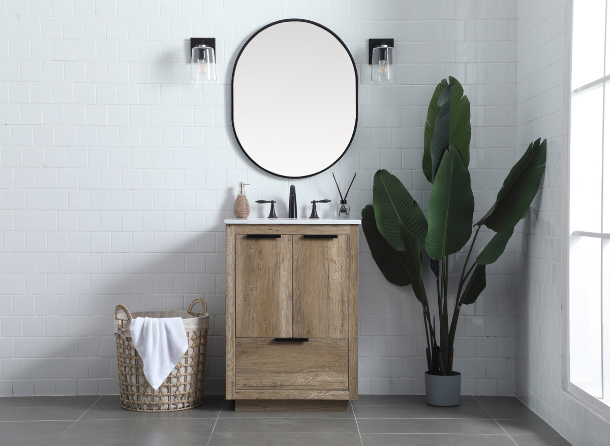 24 Inch SIngle Bathroom Vanity In Natural Oak
