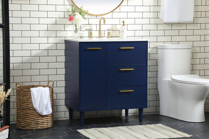 30 inch bathroom vanity in Blue