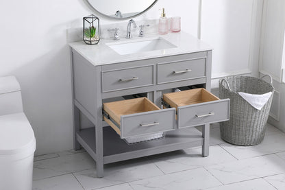 36 inch Single bathroom vanity in gray with backsplash