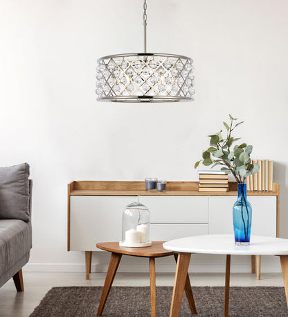 Madison 6 light polished Nickel Chandelier Clear Royal Cut Crystal