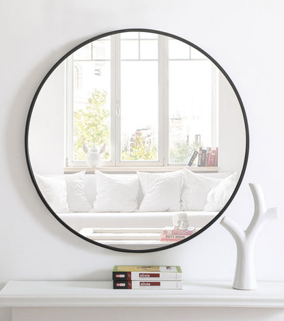 Metal frame Round Mirror 32 inch Black finish
