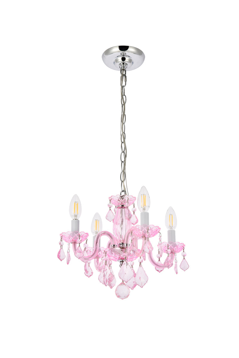 Rococo 4 light Pink Pendant Rosaline (Pink) Royal Cut Crystal