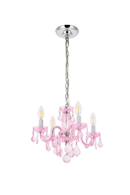 Rococo 4 light Pink Pendant Rosaline (Pink) Royal Cut Crystal