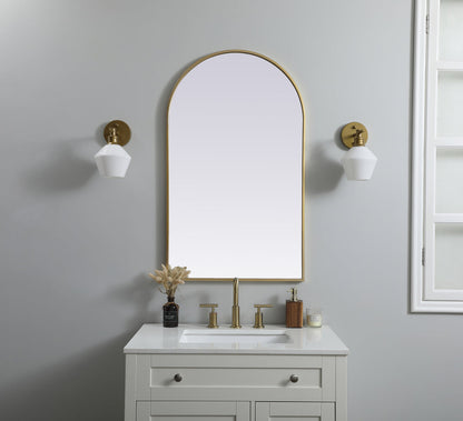Metal Frame Arch Mirror 24x40 Inch in Brass