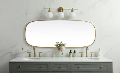 Metal Frame Oval Mirror 24x60 Inch in Brass