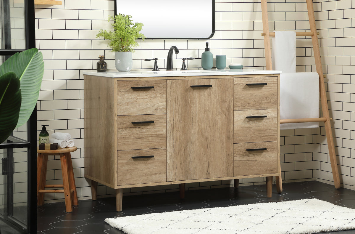 48 inch Single bathroom vanity in natural oak