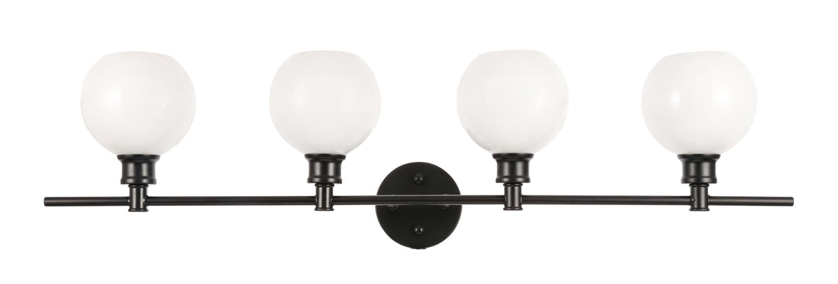 Collier 4 light Black and Frosted white glass Wall sconce