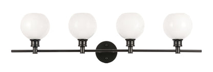 Collier 4 light Black and Frosted white glass Wall sconce